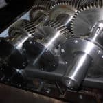 Helical gearing in large multi-speed gearbox